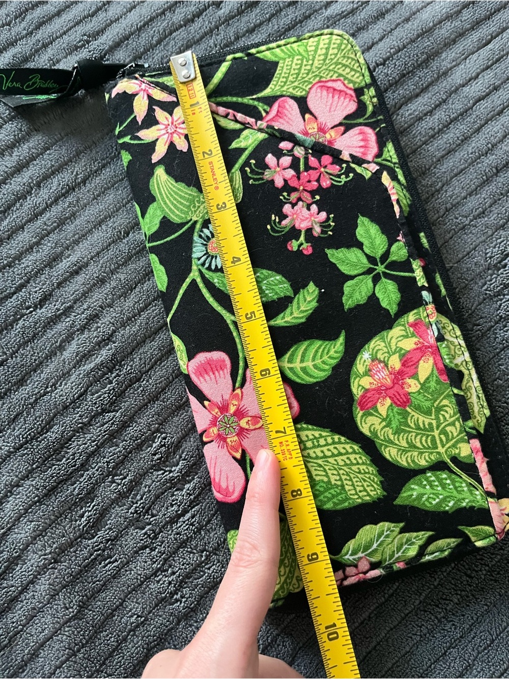 Vera Bradley Black Floral Zip Wallet with Pink & Green Accents - Picture 2 of 4